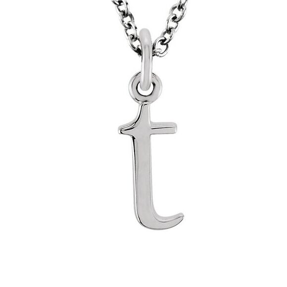 The Abbey Lower Case Initial 't' Necklace in 14k White Gold, 16 Inch - Picture 1 of 3